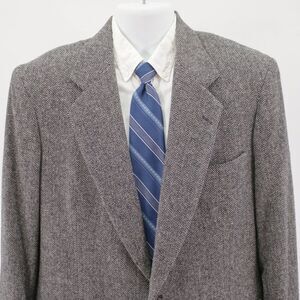 DAMAGED Christopher Hayes Tweed Wool Gray Herringbone 2 Button Sport Coat 42R‎